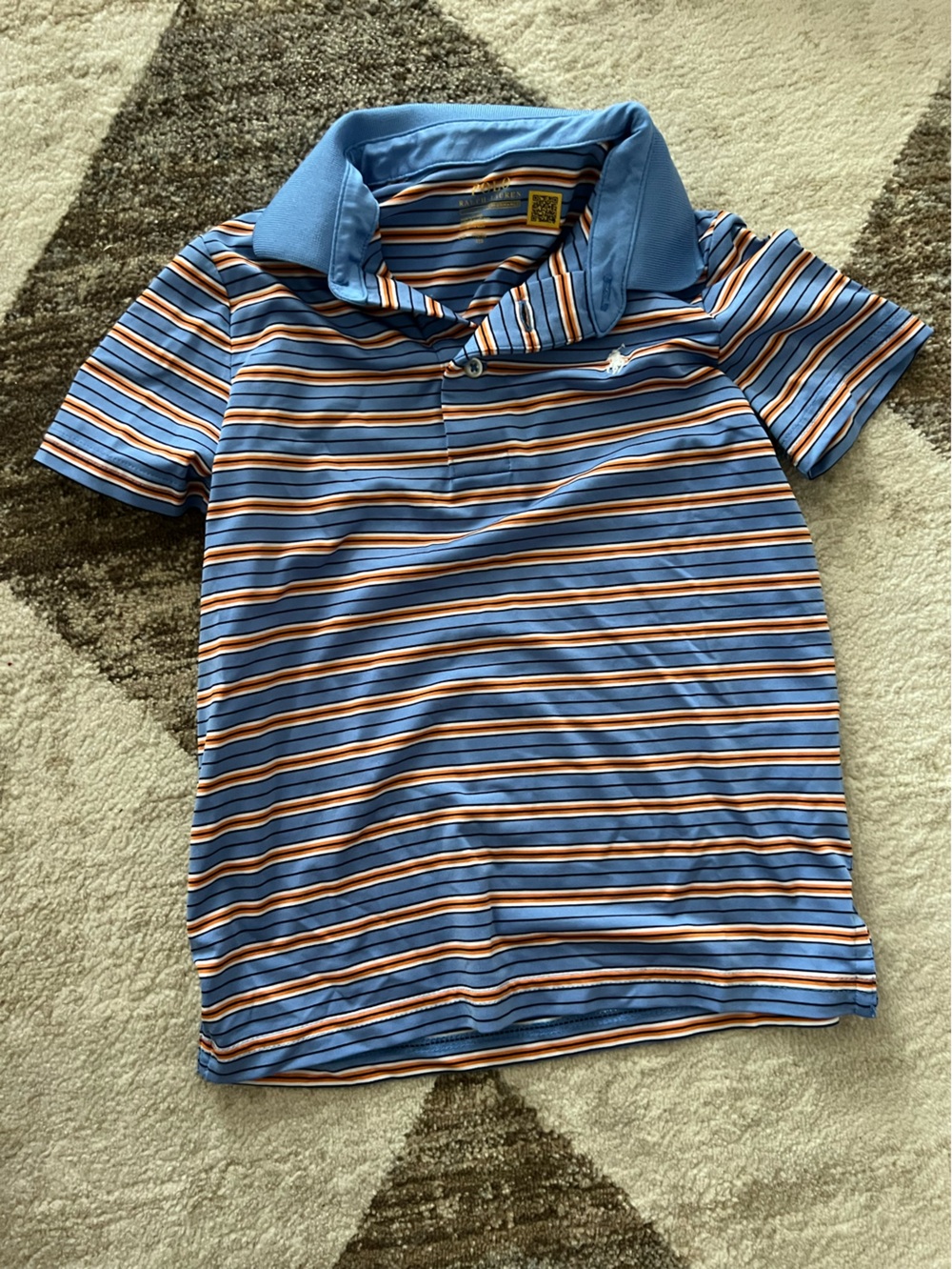Ralph Lauren Blue and Brown Striped Polo Shirt